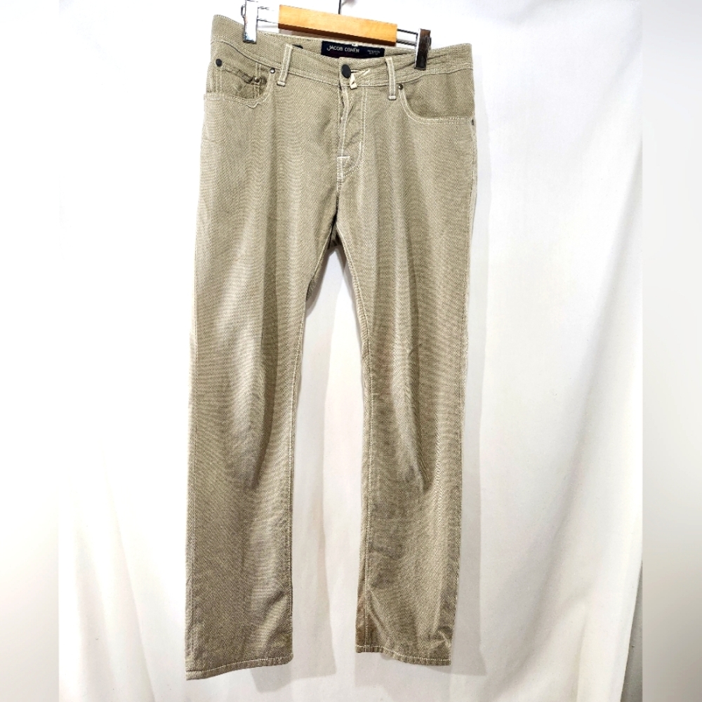 JACOB COHEN Nick Fit Style 622 Cross Woven Grey Tan Slim Jeans Made in Italy 32